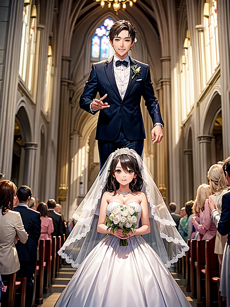Highest quality,Highest Resolution,wedding,Wedding,Bride and groom,church,