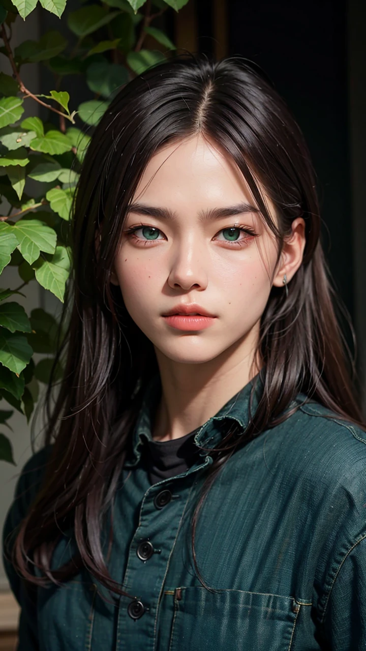 4K quality, realist, dark green eyes, a male person with mixed features between Asian and European, just as seen in the photo, remember it's Ricky from zb1.