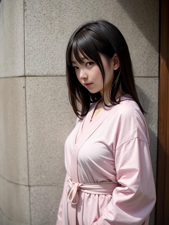 Japanese woman standing in front of a wall, Nao Kosaka, close up
