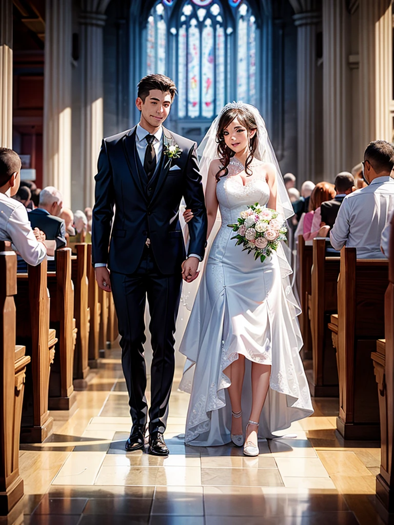 Highest quality,Highest Resolution,wedding,Wedding,Bride and groom,church,