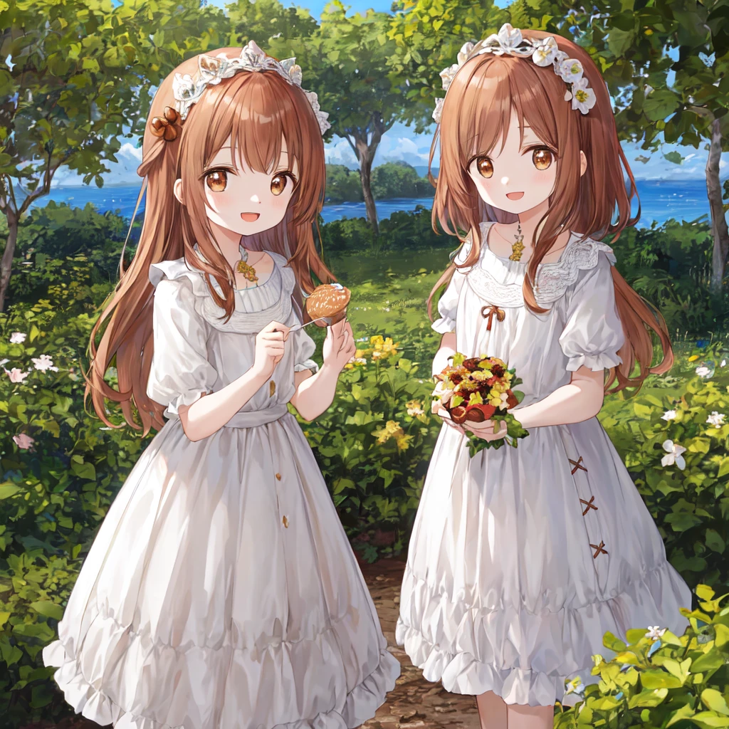 1 garota, Brown eyes, (chestnut hair curto), (chestnut hair curto cacheaDo), brincos De argola DouraDos, alta qualiDaDe, DetalhaDa, aDolescente, olhanDo para o espectaDor, De cima, chestnut hair, hair stuck, (glad: 1,2), fechou os Dois olhos, :D, peça Doces, segure Doces com as Duas mãos, vestiDo avental, loja De Doces