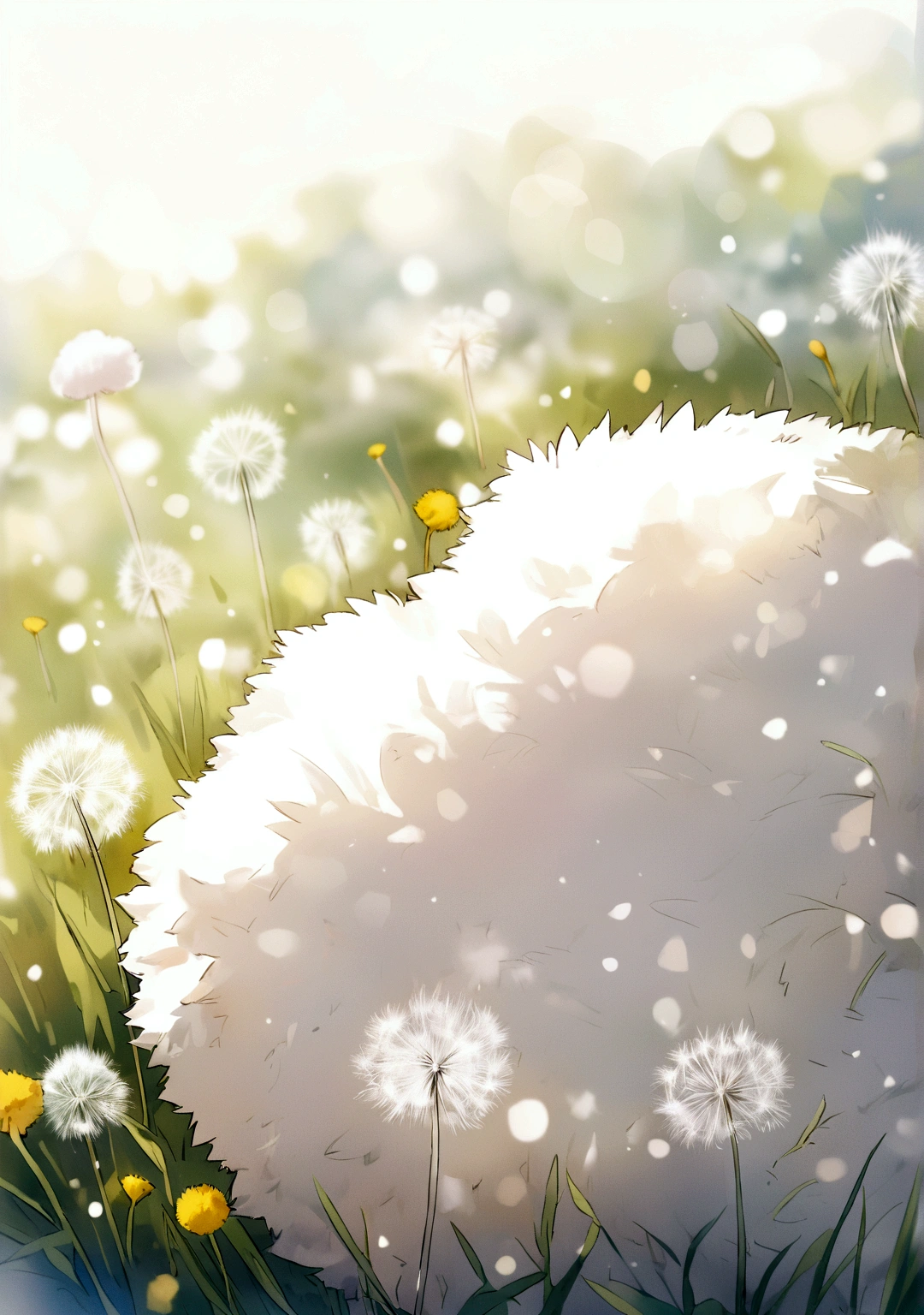 Close up of dandelion, nobody, View only, White, Fluffy