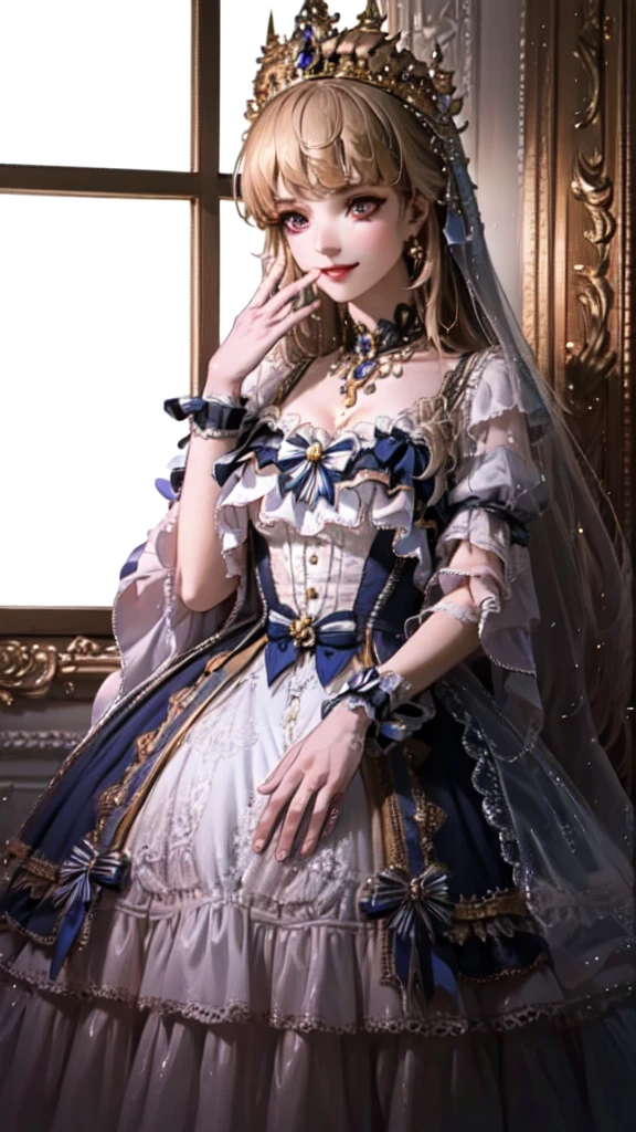 (best quality),(Masterpiece),dynamic angle,(extreme detailed illustration),(extremely detailed CG unity 8k wallpaper),amazing,Depth of field,(highly detailed),((an extremely delicate and beautiful)),((1girl)),((extremely detailed eyes and face)),luminedef,solo, bangs, looking at viewer, light smile, detailed background, standing, indoors, luxury decorations, window, piano,dramatic lighting,