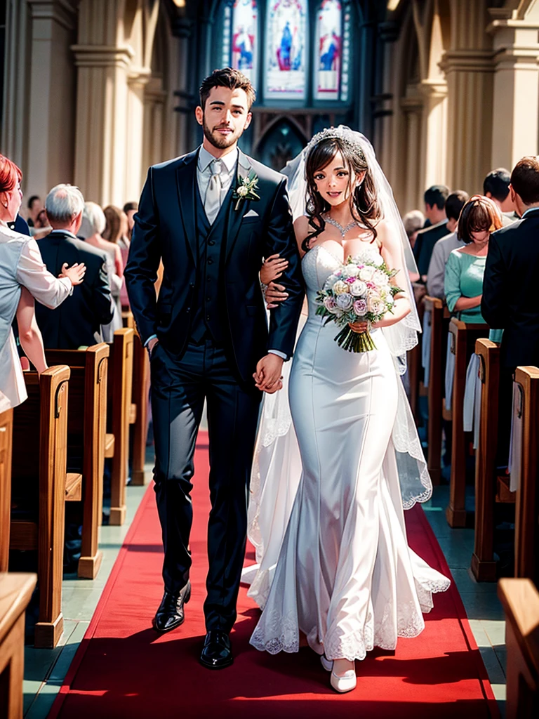 Highest quality,Highest Resolution,wedding,Wedding,Bride and groom,church,