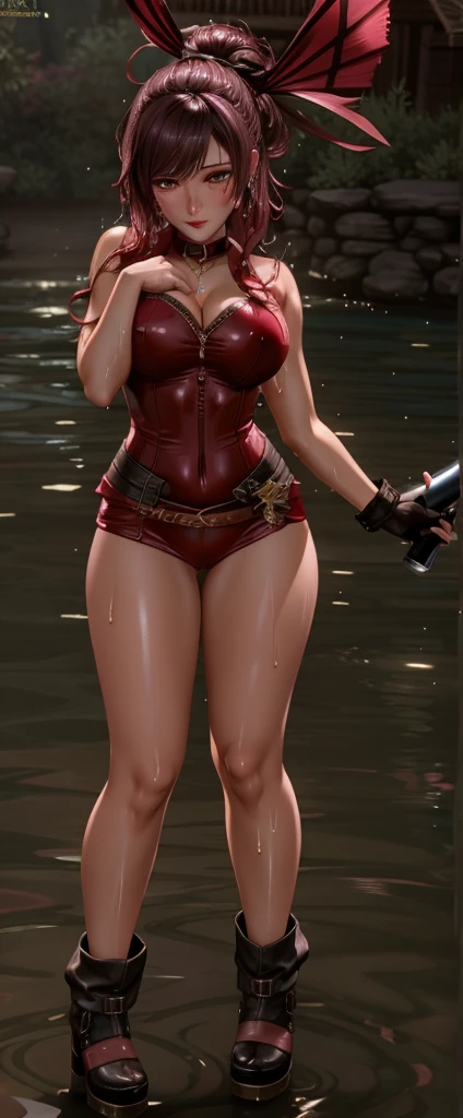 Kate Denson from Dead by Daylight, 1 Girl, Full body, standing, cowboy shot, Best quality, Ultra Detail, 8K, Ultra high realistic, Detailed face, Masterpiece, (Blushing:1.3), Milf, , Wet skin, Wet in miss V, Oil skin, Ahegao face, climax horny girl, Big thighs, Cropped shoulders, Choker, Dark Gothic Makeup, Blade
and soul, Final fantasy 14 style, Wet, big thighs, (Naked:1.3), no clothes, beautiful breasts,body details, breast details, vagina details