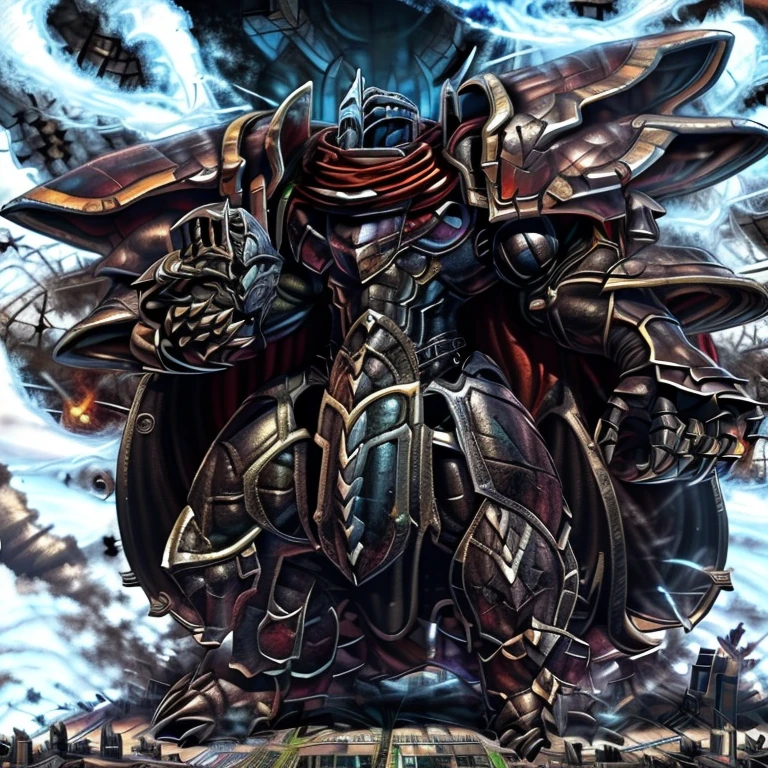 (masterpiece. official art. 8k. best quality. detailed full body. full body.)
(situation 1 : dominating LUCARIO. LUCARIO is over 1000 meters long. focus GIANT mechanical Muscular LUCARIO is trampling the city. Looking down. macro. stomp. Low-angle perspective. emphasizing the immense size.)
(situation 2 :smoke and flames rising from the destruction in the city)
(Additional details 1: BlackKnight_fe. Armor. Cape. Helmet.. high-tech bio-mecha armor. real texture material. whole body shines like metal. Wearing cyberpunk mecha. emphasizes the muscles. suit fully made of metal. intricate armor. Robotic suit. suit fully made of metal. cyborg. Powered exoskeleton with the same design as LUCARIO).
(Additional details 2: Detailed head. Detailed Body. Detailed abs. gigantic muscles. HYPER MUSCLES. Gigachad Muscular. big muscle. pecs. triceps. traps. unusually developed muscular body. body full of huge muscles. showing off muscles. pectorales enormes. Exaggeratedly huge muscles. huge muscles. long legs.).
(Additional details 3: nj5furry, Spread wings. It has wings. black have big wings. The claws are sharp. Sharp teeth.).
(Additional details 4: tiny thong, metallic color: jet black thong. bulge in the crotch.)