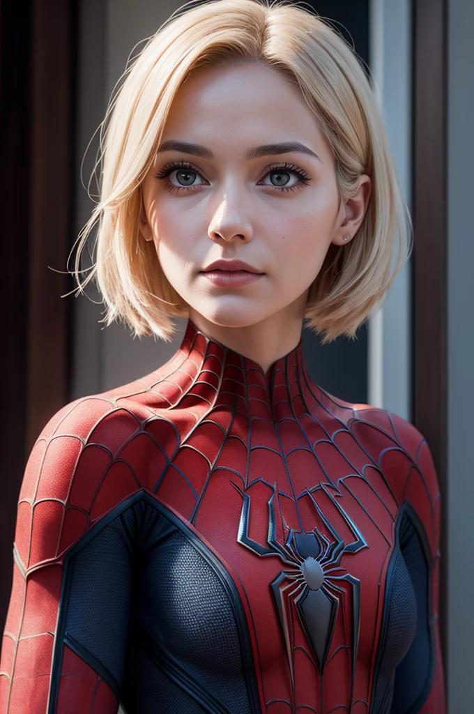A photograph of Spider-Man, without mask, the 20s, bonitas, face detailed, looking at the camera, portraite, 8k hd, high qualiy
