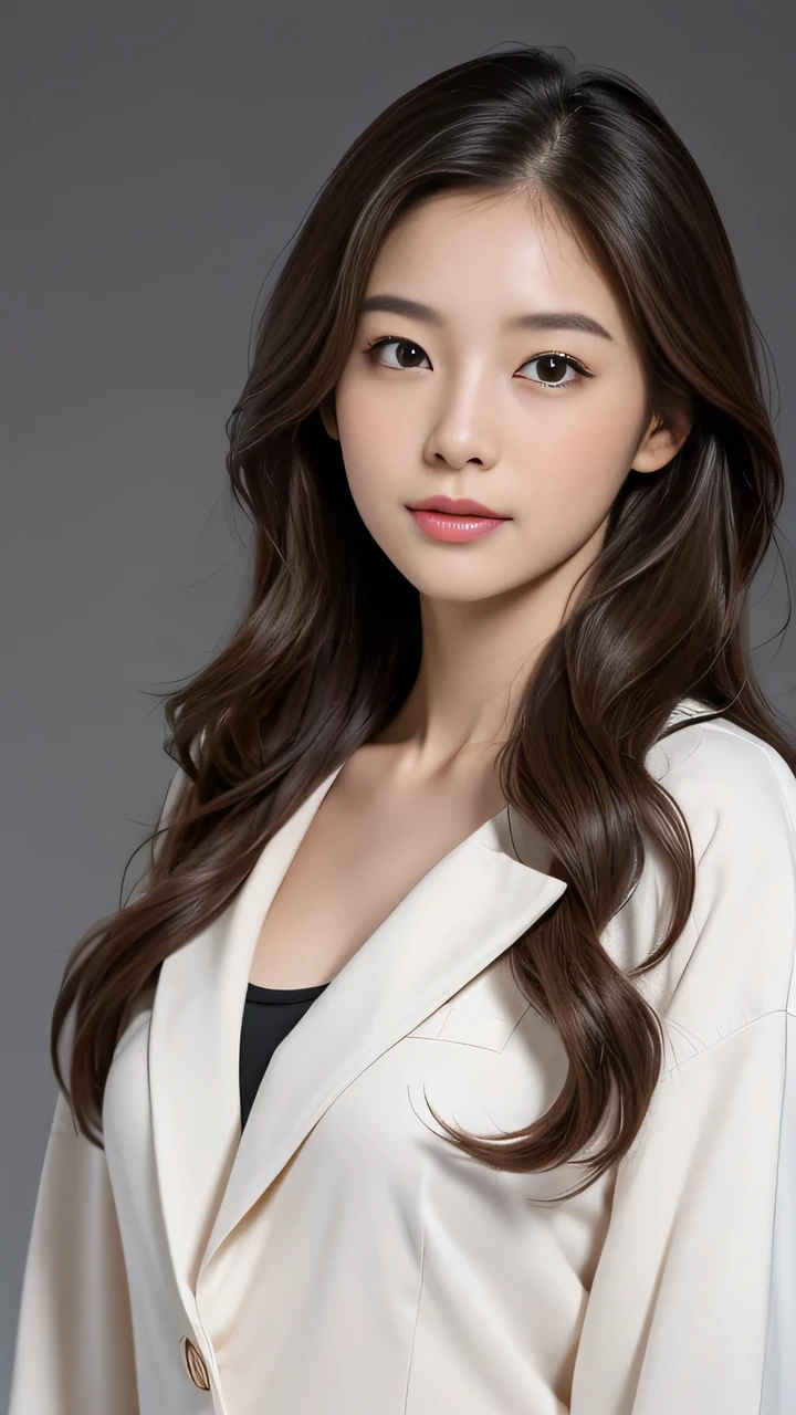 (masterpiece、High level of image quality、high quality),Mature and realistic Japanese woman、21 years old、Super cute、Beautiful feces、Upper Body、Soft skin perfect face、Gorgeous long wavy brown hair、(8K resolution、Surrealism、Ultra Detailed、high quality)、Doctor's white coat、Perfect female doctor,Beautiful female breasts:1.5)、Hospital、Clear skin