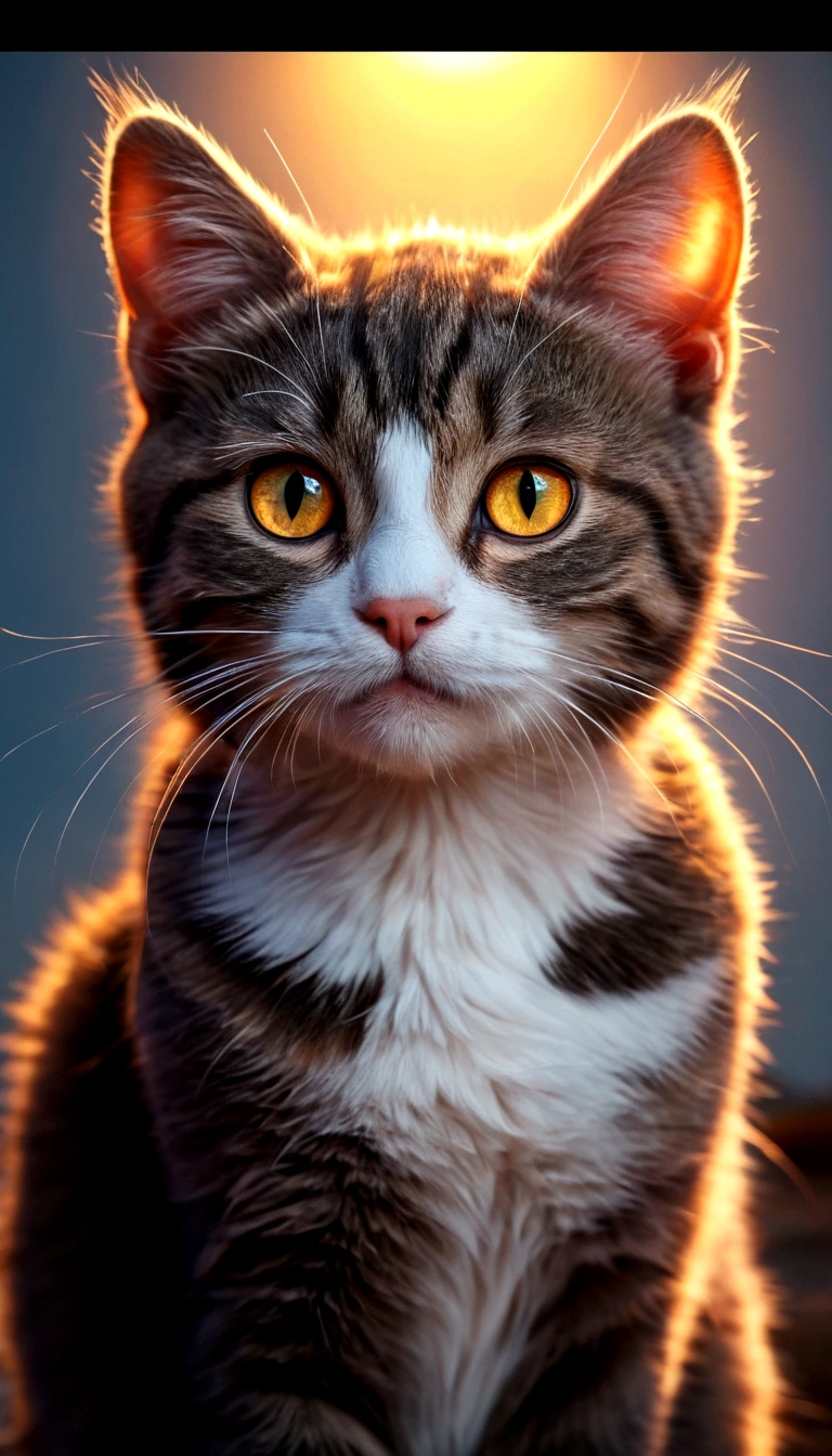 A cat standing upright in the grassland. A cat with its eyes closed.