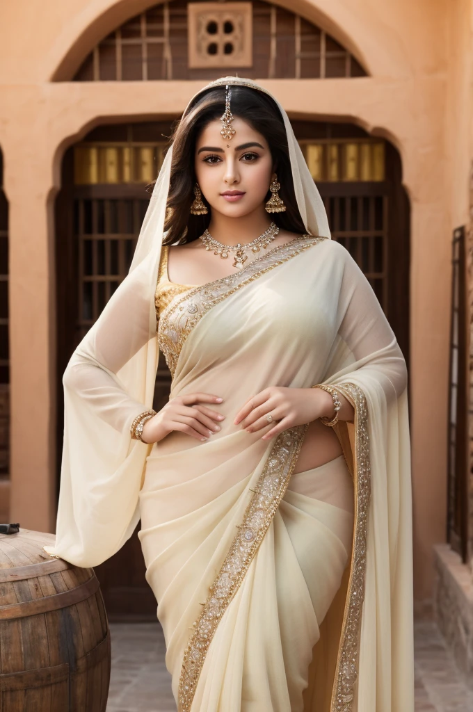 1 Heavenly beautiful and goddess beauty cute and sweet looking face Arabian woman in front of Setenil de las Bodegas, Spain, Heavenly beautiful Overweight, Heavenly beautiful Extremely fat, Heavenly beautiful and attractive Chubby figure , Heavenly beautiful looking and eye catching luxury style saree , reaching out, Heavenly beautiful Arabian woman, 16k, High resolution, masterpiece, highest quality, fine skin, close up figure view, Realistic Photograph