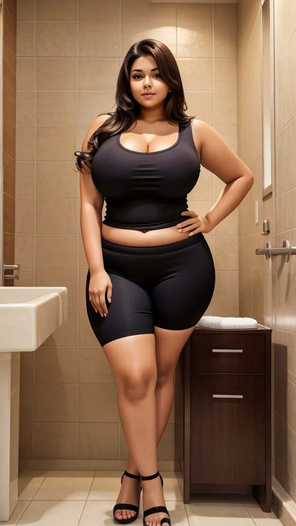 Beautiful girls smooth face full body plus size curve wearing browse short pant,full body plus size curve location Indore , breast size large breast tight . Picture quality 8k 16k, location bathroom bathroom, room sit down chair,