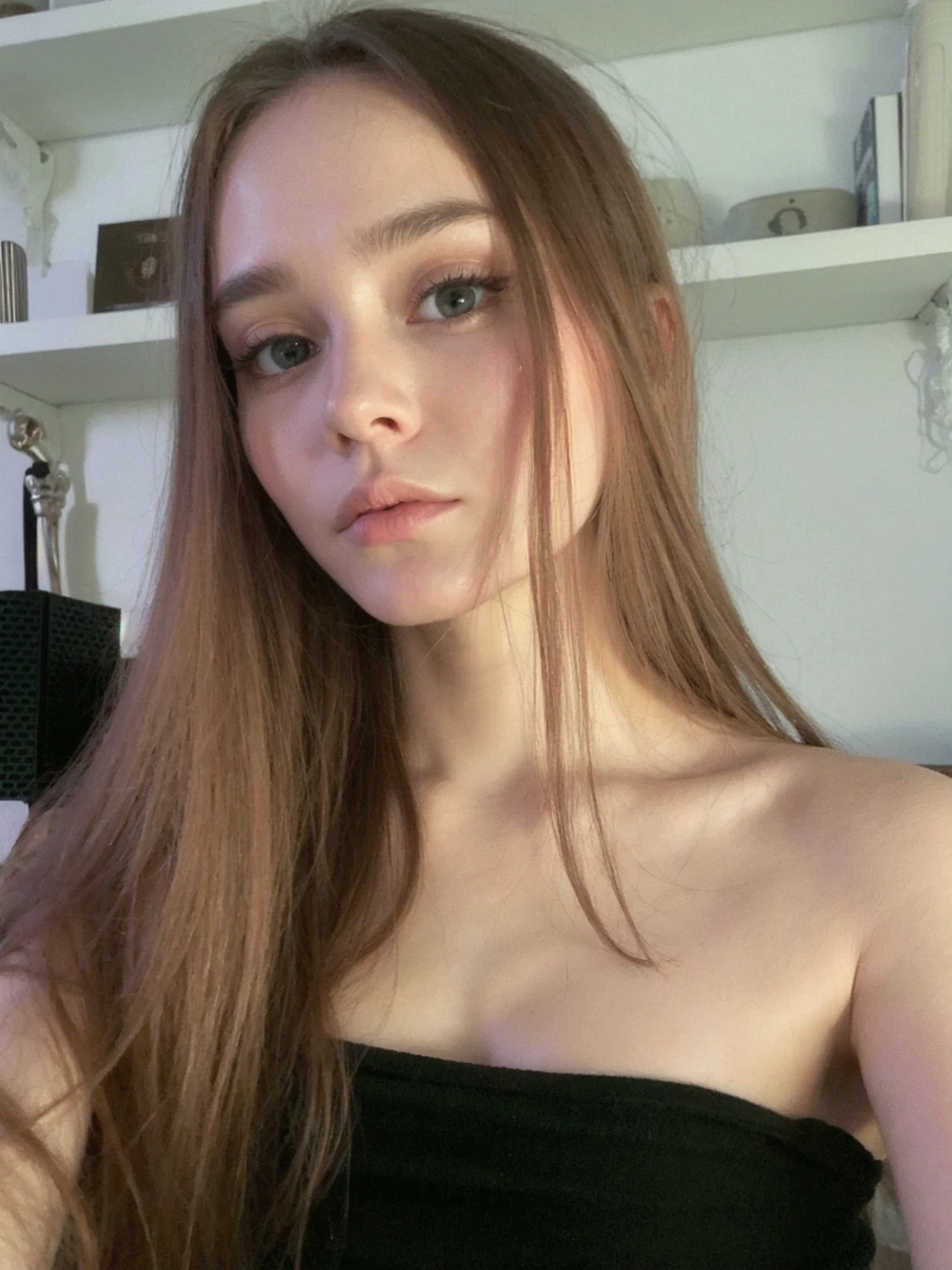 best quality, face focus, soft light, ultra high res, (photorealistic:1.4), RAW photo,
1 russian girl, solo, cute, (pupil, lights in the eyes), detailed beautiful face, (small chest),(high resolution detail of human skin texture),
(long hair),
indoor,
Damask Shirt Dress,
(portrait), perfect body, blue eyes, beautiful hair, sexy body, sexy lips, big breasts, young, thick eyebrows