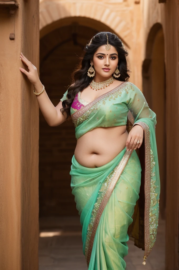 1 Heavenly beautiful and goddess beauty cute and sweet looking face Arabian woman in front of Setenil de las Bodegas, Spain, Heavenly beautiful Overweight, Heavenly beautiful Extremely fat, Heavenly beautiful and attractive Chubby figure , Heavenly beautiful looking and eye catching luxury style saree , reaching out, Heavenly beautiful Arabian woman, 16k, High resolution, masterpiece, highest quality, fine skin, close up figure view, Realistic Photograph