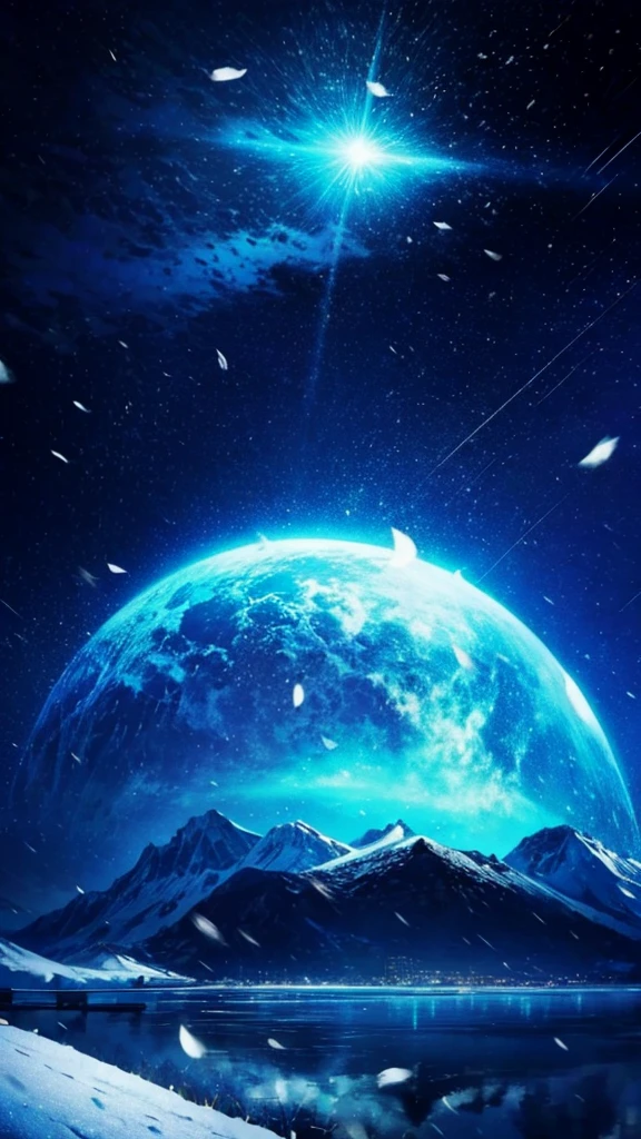 Logo、masterpiece、8K、On the table、original photo、wonderful、最high quality、フォトrealでVery detailedなCG統合8K壁紙、high quality、Very detailed、Narrative Poems、Particle Effects、dynamic effect、Character border depth、light、lens flare、Ray Tracing、On the table、real、Ultra-high resolution、fantasy、night、wind、dark、雪とFrost、Frozen winter day、Snow Mountainや森、Frost、Snow Mountain々、Frostに覆われた木々Beauty and splendor、Beautiful grassland in the world of ice and snow、Vast land、Lakeside、wonderful景色、美しい自然のwind景、night空、wind、Cherry blossoms、Cherry blossoms花びら舞っている、Cherry blossoms吹雪、Falling Flowers