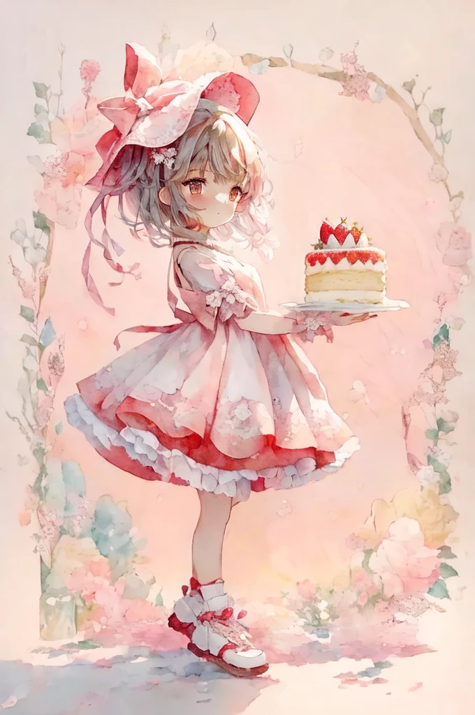 anime girl holding a cake with a strawberry on it, loli in dress, , splash art anime loli, small loli girl, cute anime waifu in a nice dress, cute anime girl, guweiz on pixiv artstation, loli, by Shitao, zerochan art, anime visual of a cute girl, cake in hand