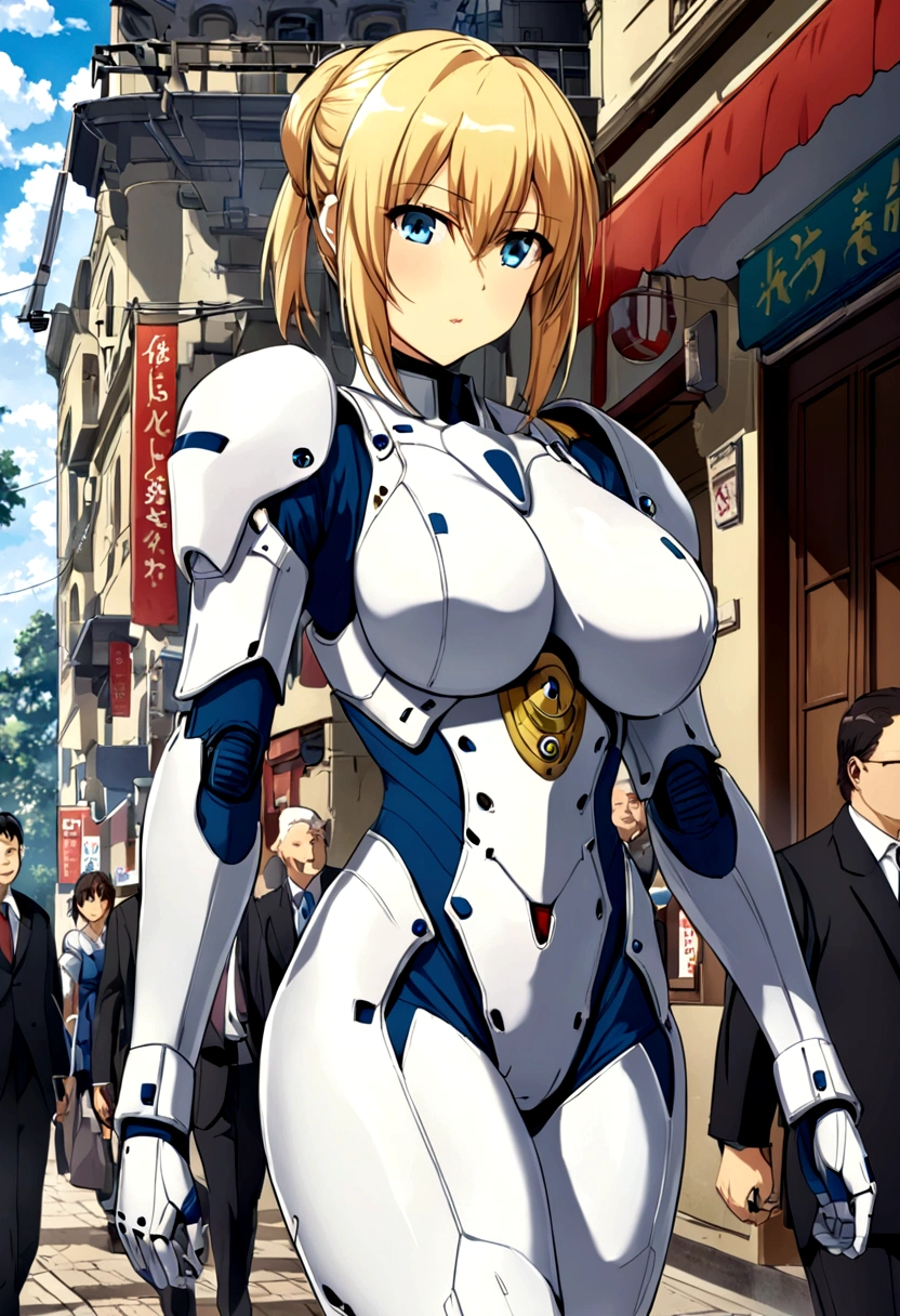 Saber big breasts battle suit walk public