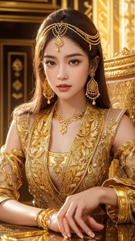 a pile of shiny gold coins,gold bullion,golden treasure,ornate golden jewelry,antique golden artifacts,glittering gold nuggets,gleaming golden bars,opulent golden palace,lavish golden throne,wealthy luxurious gold coins,detailed highly reflective gold,superb photorealistic gold,breathtaking realistic gold,masterpiece golden hoard,exquisite golden masterpiece,fantastically ornate golden,stunningly precious golden,ornate golden treasure trove,(best quality,8k,photorealistic,masterpiece:1.2),intricate detailed gold,hyper realistic gold,physically-based rendering,extreme detail description,professional,vivid colors,studio lighting