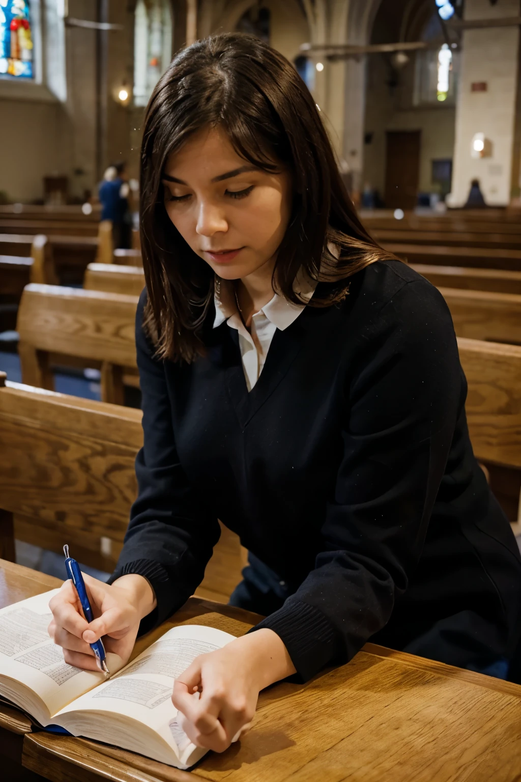 The catechist is teaching at a church