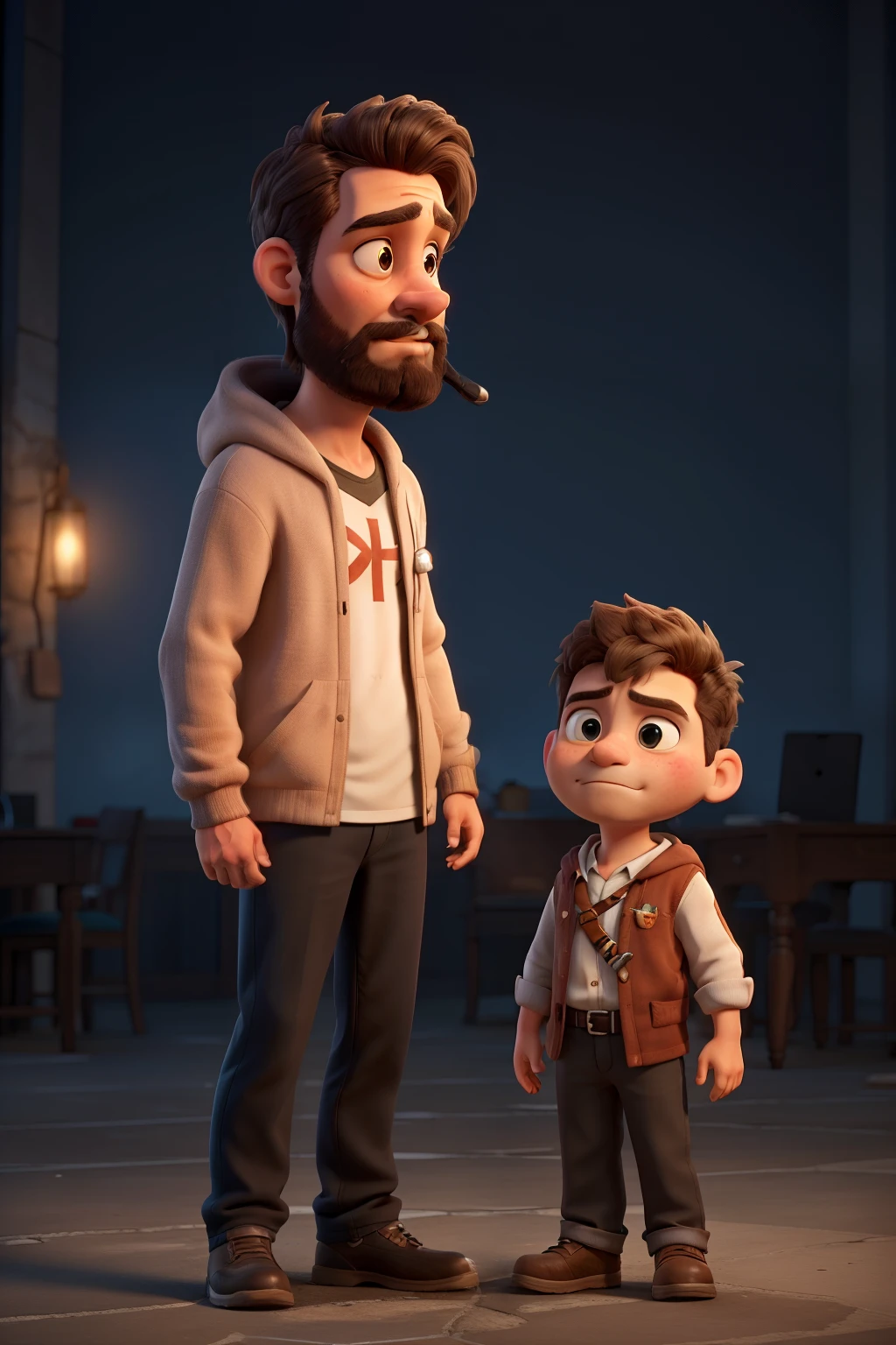 Now the two characters meet. The same operator raises his head, suprised, looking at "jesus".