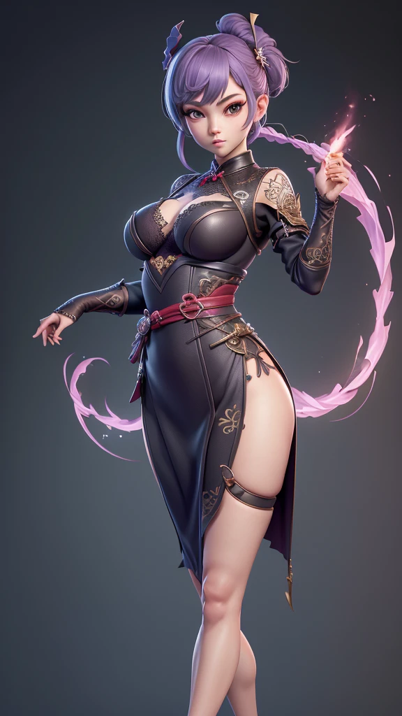 Genshin Impact, Estilo 3D, 3DMM, Long legs, Complex Light, muito Sensual, sexy, costume lace, Overall view, Detailed Top,(Cover with decorated edges),A small top that shows off the upper part of the chest,Sensual,((Very large breasts)), (Wrap not completely covered),(The upper chest is exposed), Narrow waist, Perfect legs