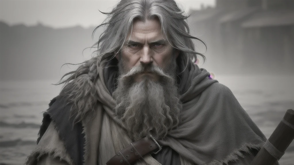 photo, old evil hermit, medieval, piercing_deep-set_eyes, wrinkled face, dark_stichted_cloak, (dramatic lighting:1.25), (shadowy background:1.2), (dirty_ unkempt_gray_hair:1.2), (long_shaggy_beard:1.3), (faded colors:1.1), (sharp focus:1.1), (shadows:1.2), (subtle HDR:1.3), (realistic skin texture:1.25), (detailed hair:1.2),  (gritty texture:1.1), (cinematic look:1.2), (powerful pose:1.3), (blush:0.5), (goosebumps:0.5), subsurface scattering, detailed_grey_eyes