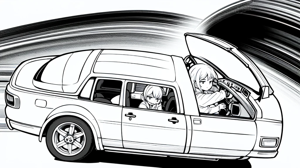 coloring, black and white, line drawing, vehicle, simple, easy