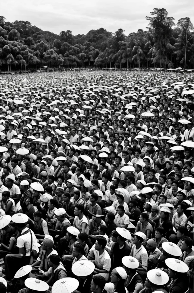illustration picture of harmonious malaysian crowd in real manus without color