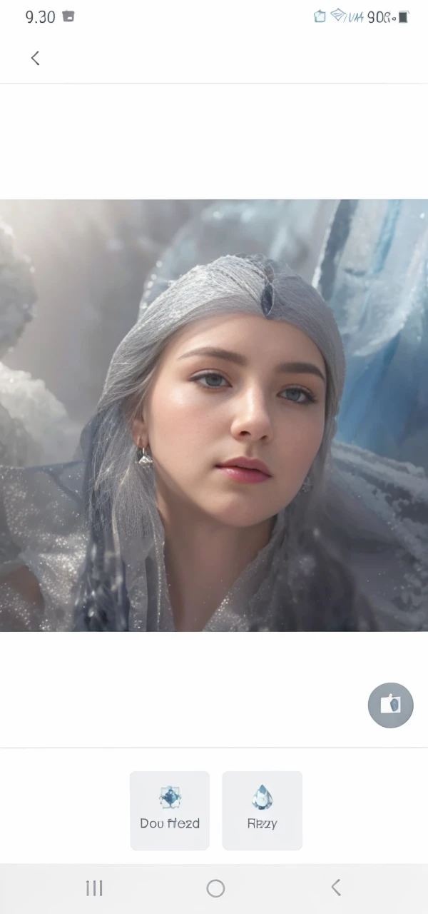 A regally frigid cold queen shrouded in an aura of frosty elegance. Her icy gaze pierces the soul, every inch of her shimmering with icy brilliance. Her flowing robes cascade like frozen waterfalls, delicate but menacing. This meticulously detailed painting, captures the essence of her chilling beauty with stunning clarity and precision. 8k, fullbody