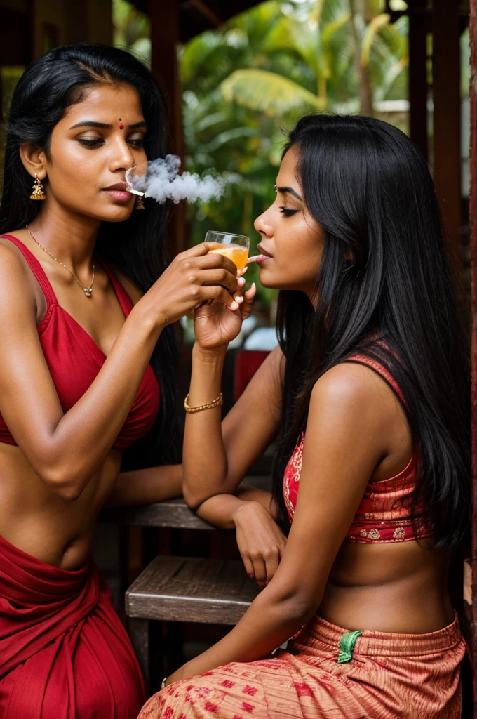 Kerala women drinking alcohol with daughter and smoking