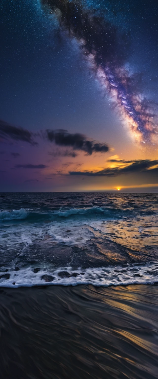 water, Ocean, Dark Sky, sunset, Milky Way