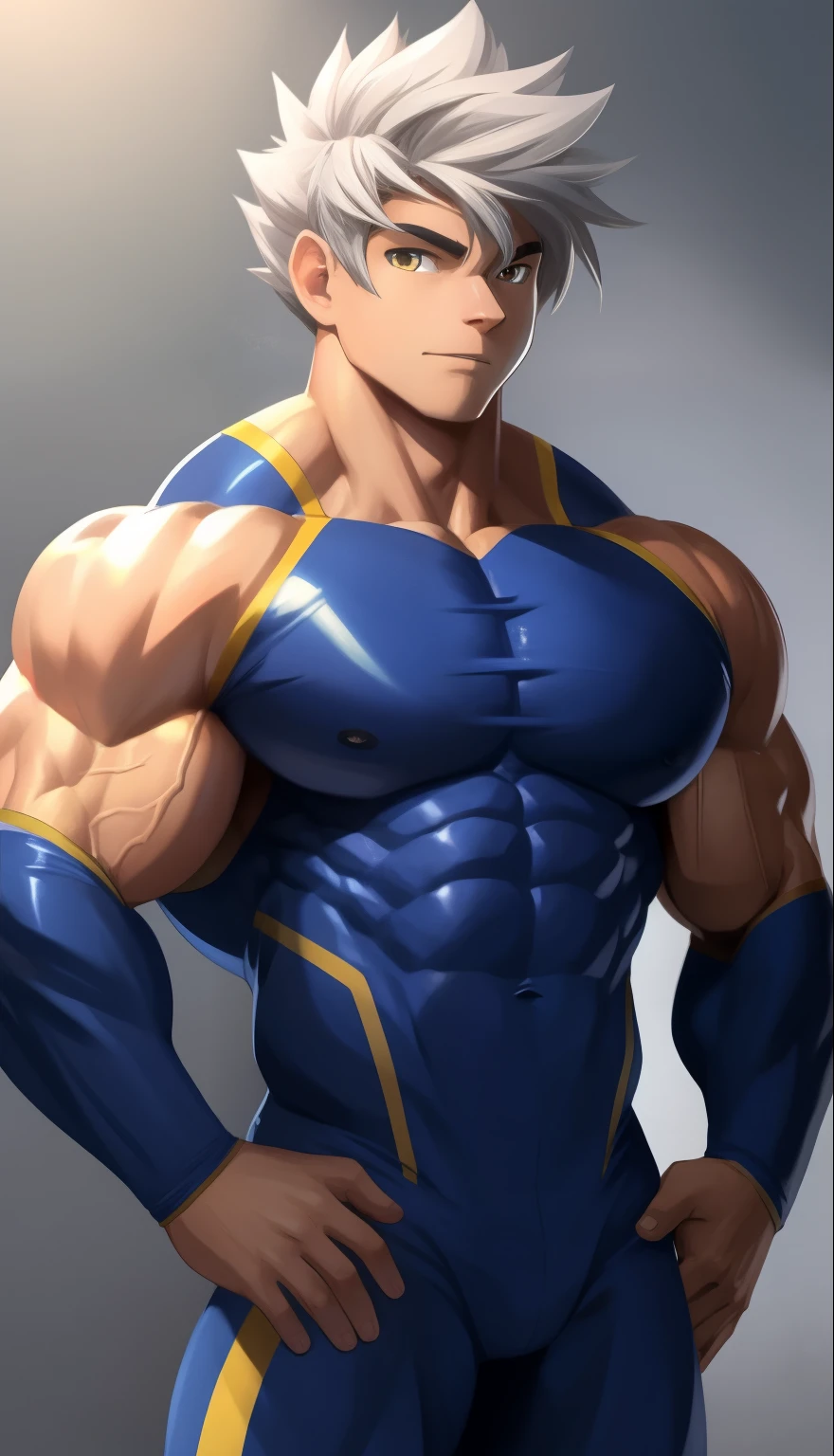 vegeta look in gym , fully muscle body with abs , cinematic look , studio , in the gym , gym background