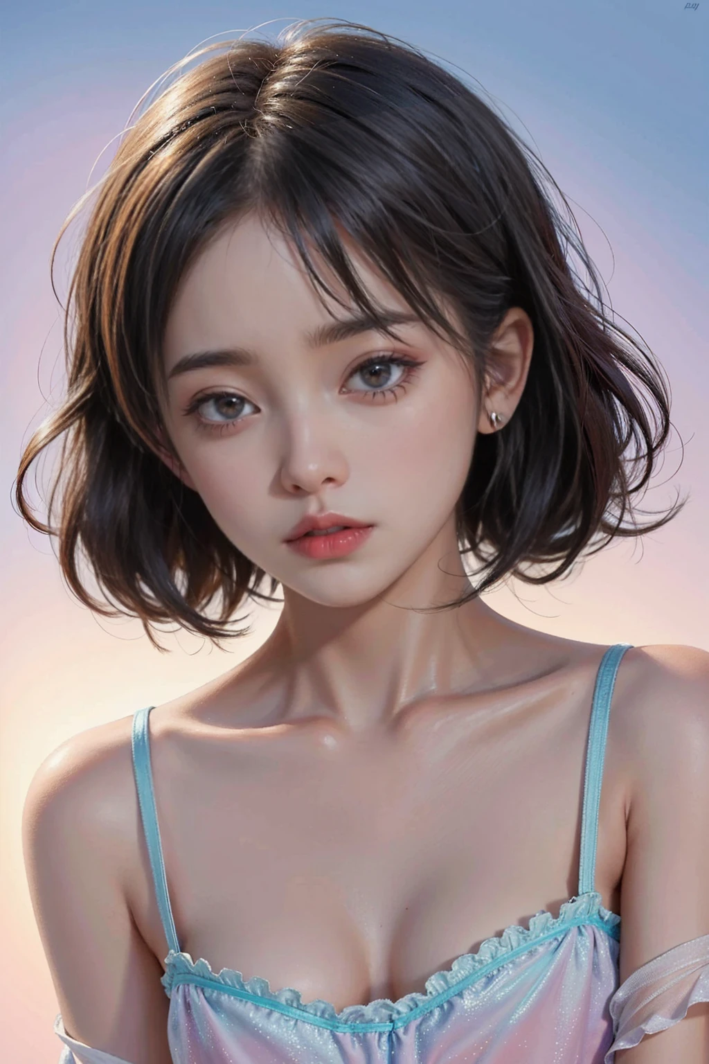 Unique girl, ultra detailed, gradient background, soft colors, soft lighting, high detail, Art Station Serafleur, art, IP, blind box, divine, cinematic edge lighting, light and dark contrast, 8k