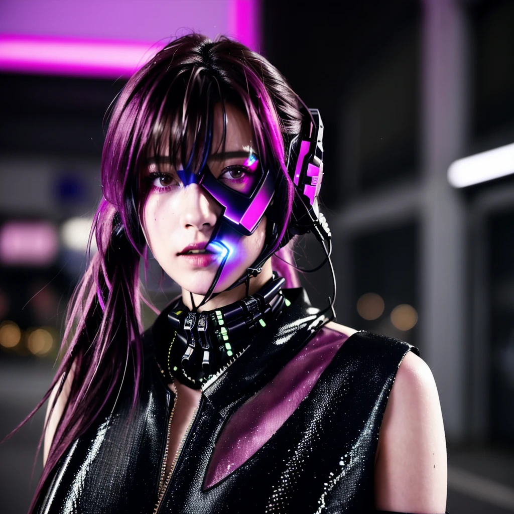 フェイスペイントをしたサイボーグのBeauty, whole body, cyber punk, Fashion Model, Beauty, Francis Bacon's painting style