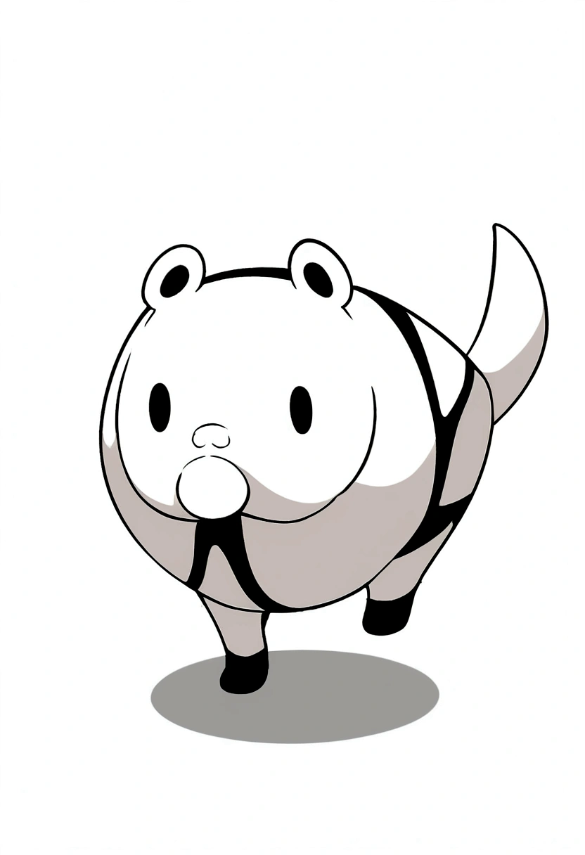 Generate cute cartoon zoo animals black and white coloring book in low detail, 陰No Shadow, No Shadow, No background, No borders.