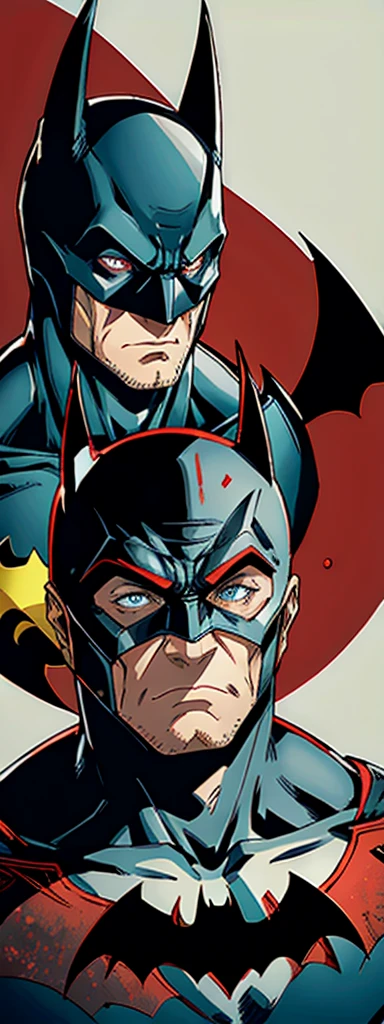 Batman, ultra detailed, red, colorful , angukar face, 