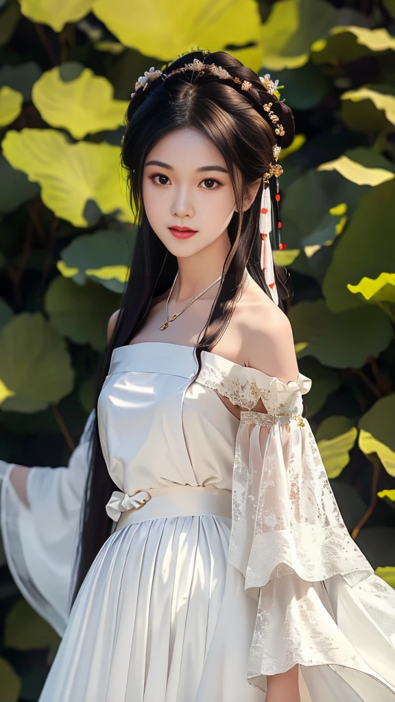 ulzzang-6500-v1.1, (raw photo:1.2), (photorealistic:1.4), beautiful and detailed girl, very detailed eyes and face, beautiful detailed eyes, absurd, incredibly ridiculous, huge file size, super detailed, high resolution, very detailed, best quality, masterpiece, kemomimi, ((Chinese woman wears Hanfu, silk, lace)), wears Chinese Hanfu, (((White Stockings)) lively pose, facing the audience, medium breasts, a Chinese dragon flying on the back of the character, sword dancing, illustration, very detailed, viewer perspective, CG, unity, 8k wallpaper, amazing, fine details, masterpiece, best quality, very detailed CG unified 8k wallpaper, face light, movie lighting, 1girl, full body, sexy, bare shoulder