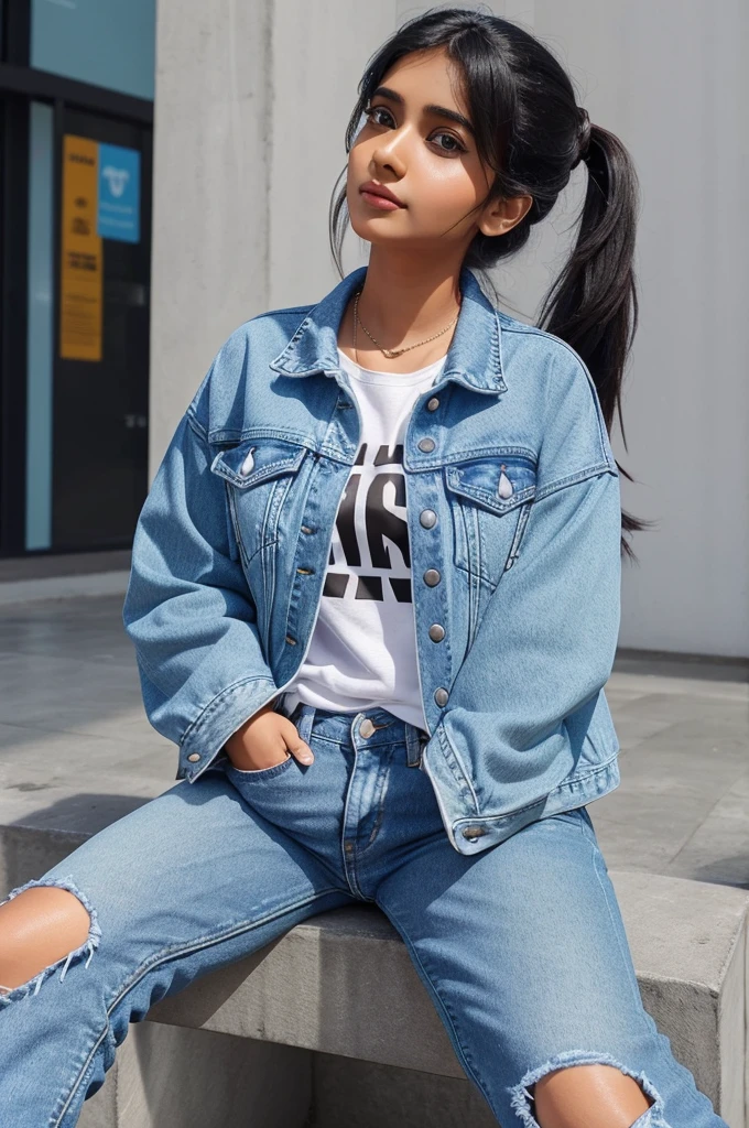  “Create a 3D illustration of an animated girl sitting casually on top of social media logo ” Instagram”. The character must wear causal modern clothing such as Jeans jacket sneakers shoes. The background of the image is a social media profile page with username “-shreya.9” and a profile picture that matches animated character.” 