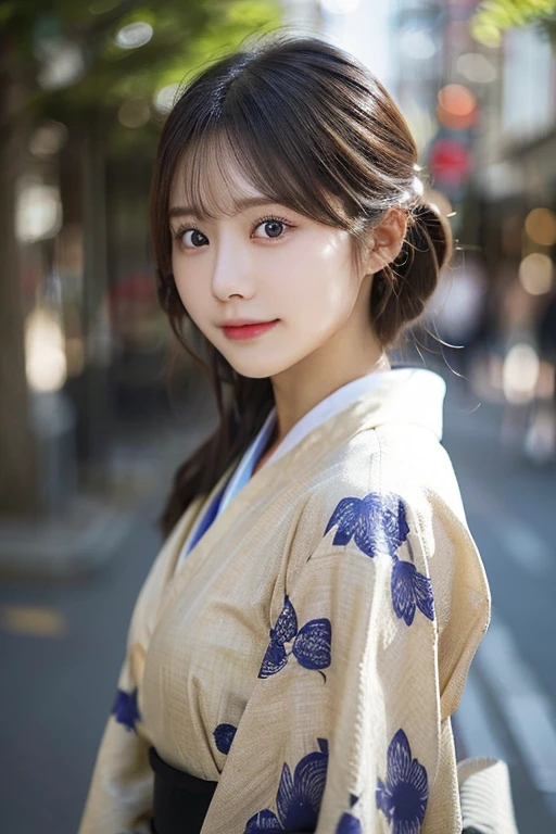 (Kimono)、randome pose、(top-quality,masterpiece:1.3,超A high resolution,),(ultra-detailliert,Caustics),(Photorealsitic:1.4,RAW shooting,)Ultra-realistic capture,A highly detailed,High resolution 16K human skin closeup、 Skin texture is natural、、The skin looks healthy with an even tone、 Use natural light and color,1人,japanes,28 year old,kawaii,A dark-haired,Middle hair,,smil,,(depth of fields、chromatic abberation、、Wide range of lighting、Natural Shading、)、