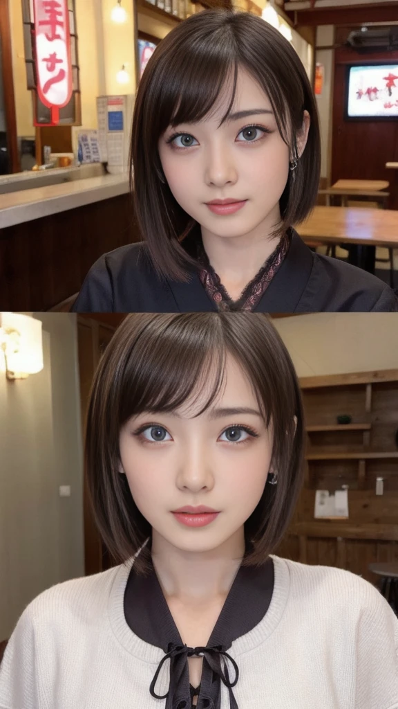 (Sexual climax:1.75),(ecstasy:1.75)short hair,Part-time job at a bar,(Wearing laced negurije:2.0),-old,(Ul cute Japan girl:1.5),(Detailed face,ultradetailed eyes,Beautiful eyes,symmetry eyes:2.0),Natural Makeup,smile,open mouth