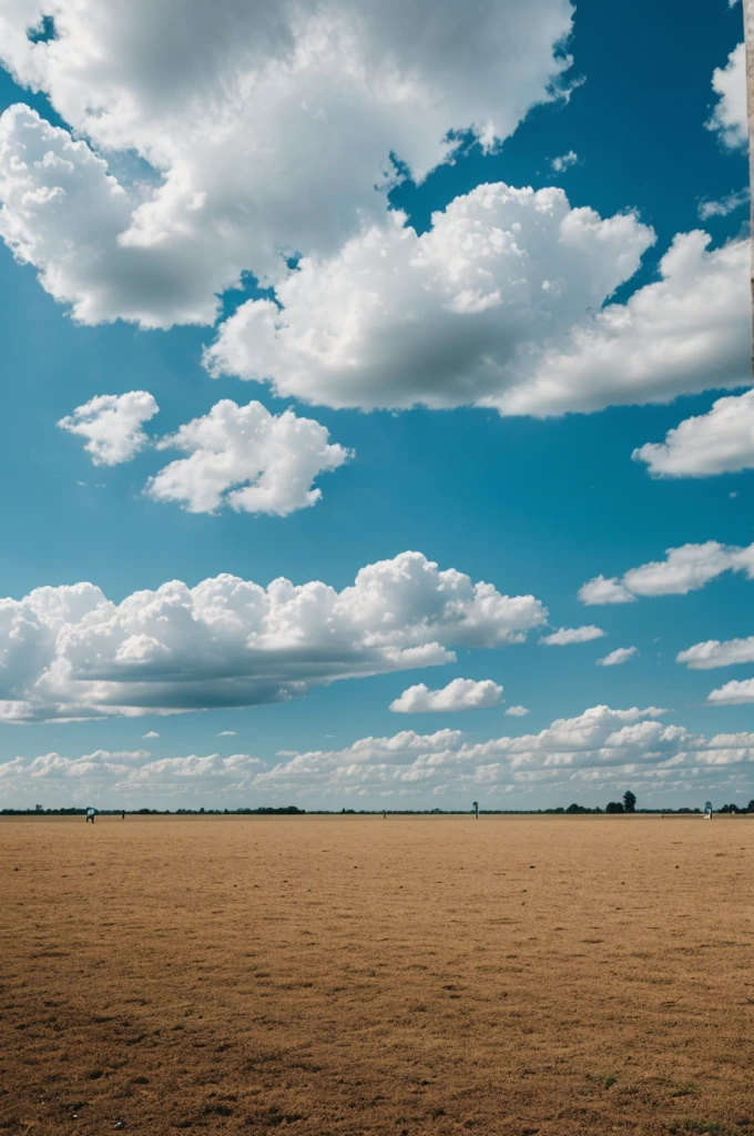 A ground with few clouds.. 
