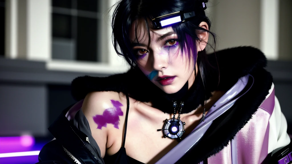 フェイスペイントをしたサイボーグのBeauty, whole body, cyber punk, Fashion Model, Beauty, masterpiece, Francis Bacon's painting style