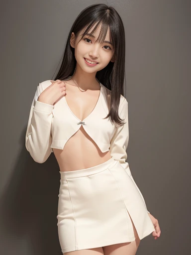 Japanese female, a lot of details, (underweight), 30 years old, detailed black hair, beautiful detailed hair, super fucking beautiful, delicate beautiful face, complex details beautiful and delicate eyes, perfect hands, (flat chest best quality:1.5), perfect and delicate limbs, detailed skin, best quality, ultra-detailed,(cheerful grin:1.2),
android 18, medium long shot, from below, white skirt, the best building,