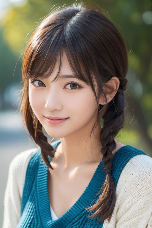 (masterpiece:1.3), (8K, Photorealistic, Raw photo, Best image quality: 1.4), Japanese schoolgirl、(Random Hairstyles:1.2)、Cleavage:1.2、Super detailed face、Attention to detail、double eyelid、Put your chest together、Sharp focus:1.2、Beautiful woman:1.4、Light brown hair、Highest quality、masterpiece、Ultra-high resolution、(Photorealistic:1.4)、Highly detailed and professionally lit smile、Loose, lightweight knitwear、Shoulder out、thin、Serious expression、Short-haired、Deadly position