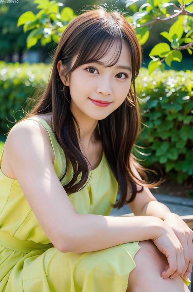 (8K, RAW Photos, Highest quality、masterpiece:1.2), (Realistic、Realistic:1.37), Japanese,Youthful,  Laughter, View your viewers, vibrant, elegant,upper body,soft, natural lighting,Outdoor setting or studio with a natural backdrop,Bright and lively colors,focus on the hairstyle and facial features,Gentle and inviting expression,Contemporary fashion style,