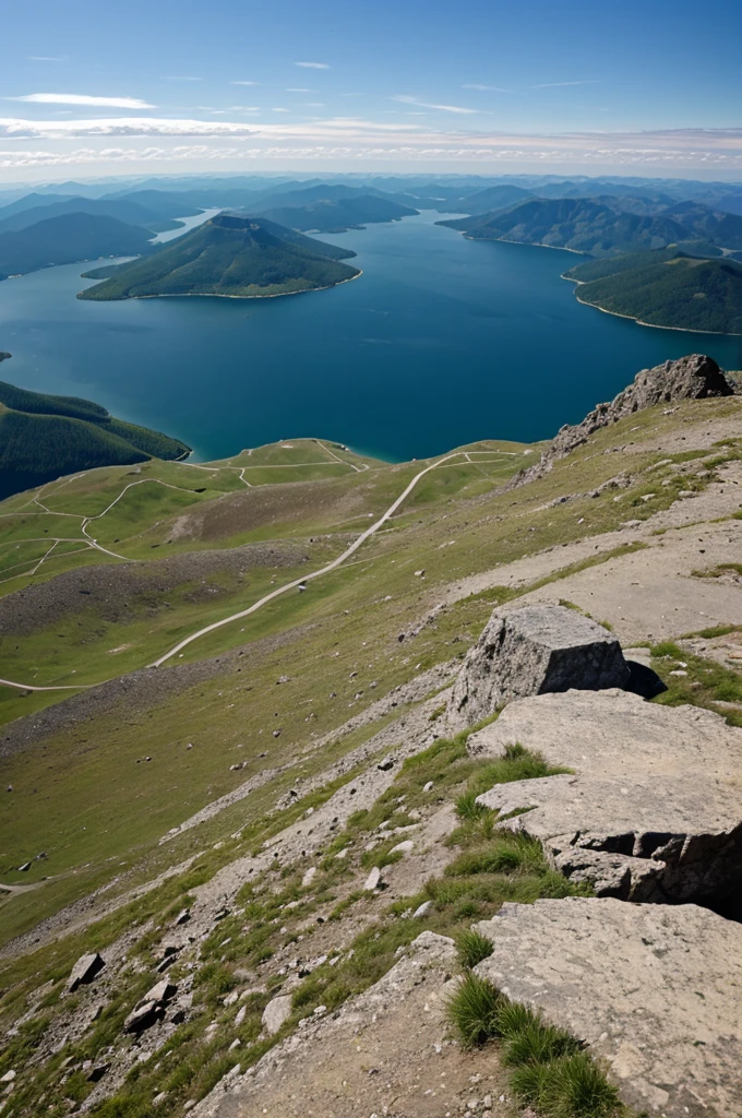 Top of a flat mountain and many clouds below  
