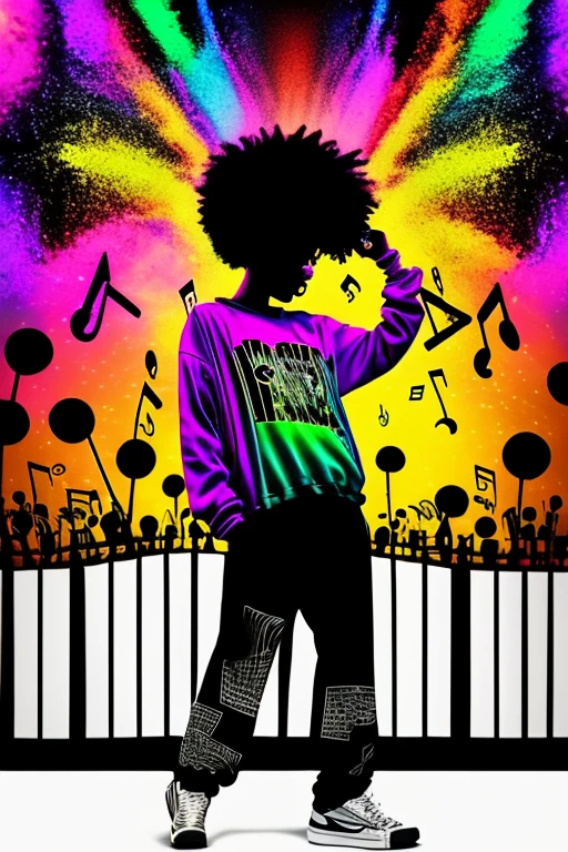 A background filled with scattered musical notes in various sizes and colors
A background completely filled with scattered musical notes in various sizes and colors, covering the entire screen.
beautiful girl colorful image
Dance hiphop Dance CREW Waacking Dance
Punking
black medium hair black medium hair
Five fingers Baggy clothes Baggy clothes