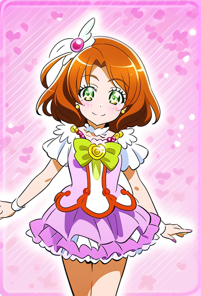 Precure style art, Brown hair, green eyes, 