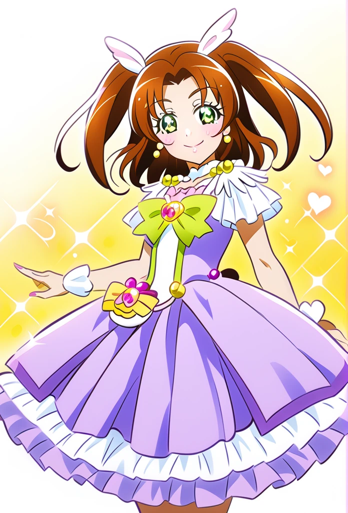 Precure style art, Brown hair, green eyes,