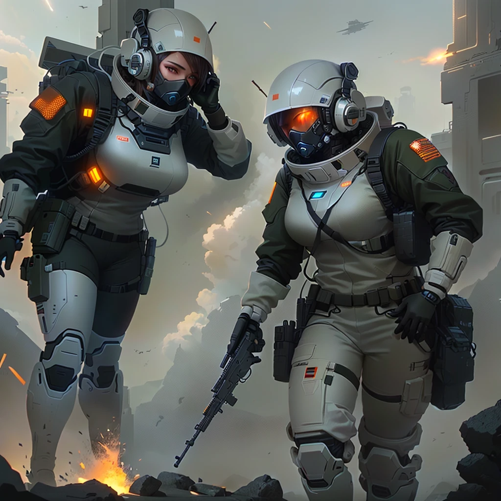 a close up of a person holding a gun near a fire, futuristic soldier, sci-fi soldier, futuristic battlefield, space soldier on mars with a gun, clothed in sci-fi military armor, fps game concept art, epic scifi character art, epic sci - fi character art, epic sci-fi character art, detailed sci-fi art, modern concept art