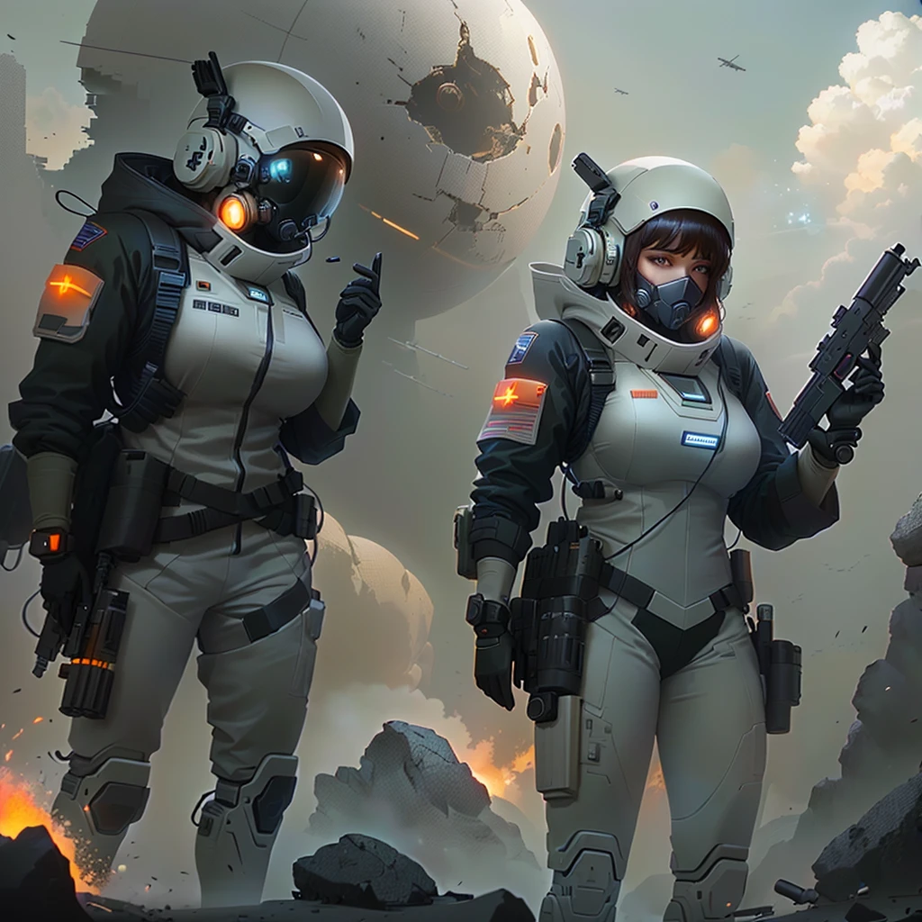 a close up of a person holding a gun near a fire, futuristic soldier, sci-fi soldier, futuristic battlefield, space soldier on mars with a gun, clothed in sci-fi military armor, fps game concept art, epic scifi character art, epic sci - fi character art, epic sci-fi character art, detailed sci-fi art, modern concept art